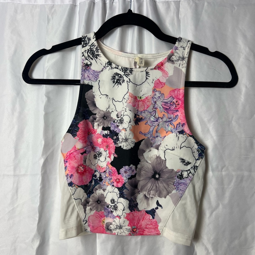 State of being floral crop top (y2k)